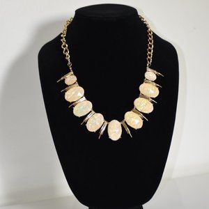 Banana Republic Gold & Metallic White Statement Necklace | Like New Condition